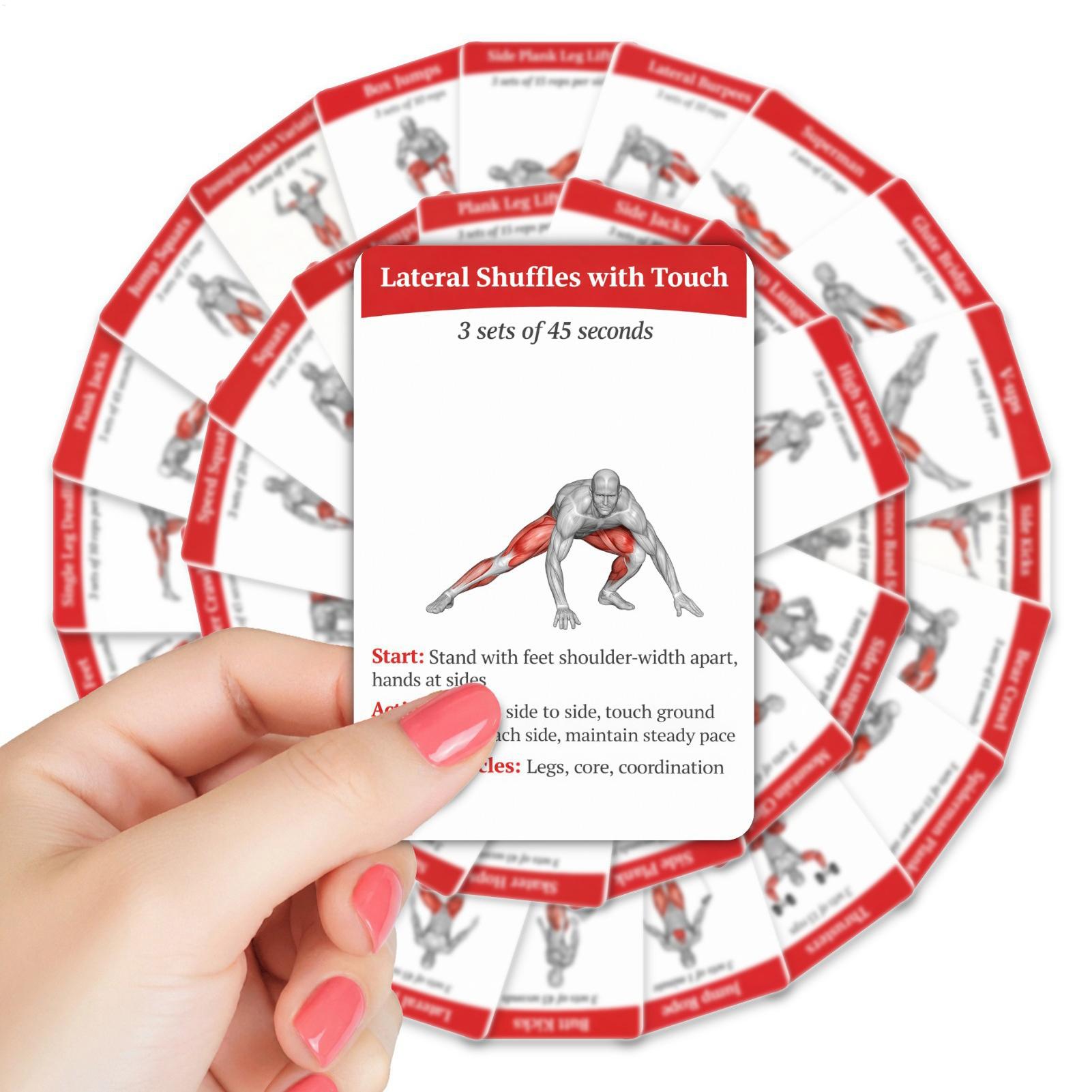 Home Gym Outfit - Workout Cards Exercise Deck 36pcs Portable