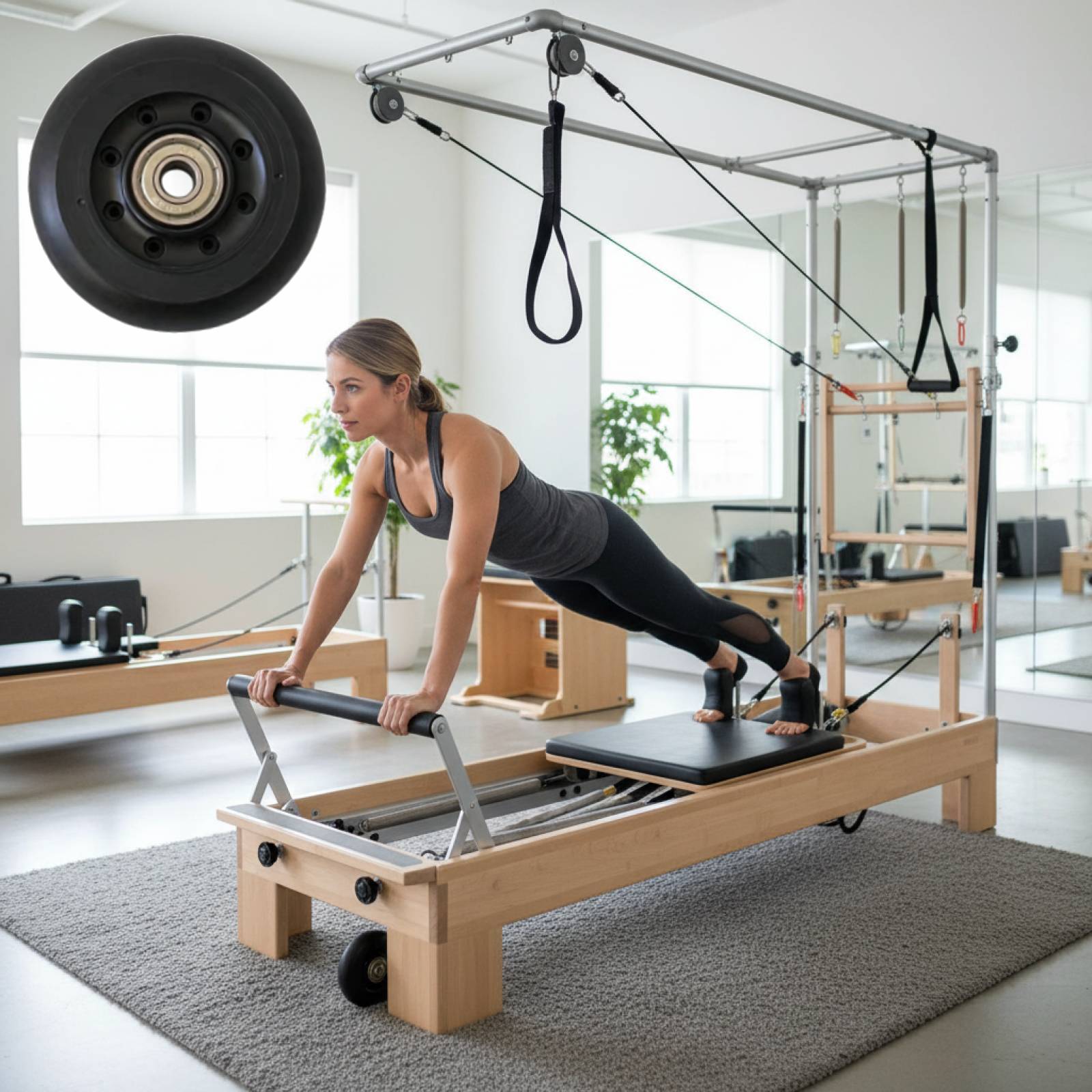 Home Gym Installation - Pilates Reformer Wheel Black Women Maintenance