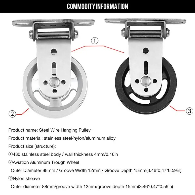 Home Gym Gear - Mute Rotatable Stainless Steel Pulley Wheel