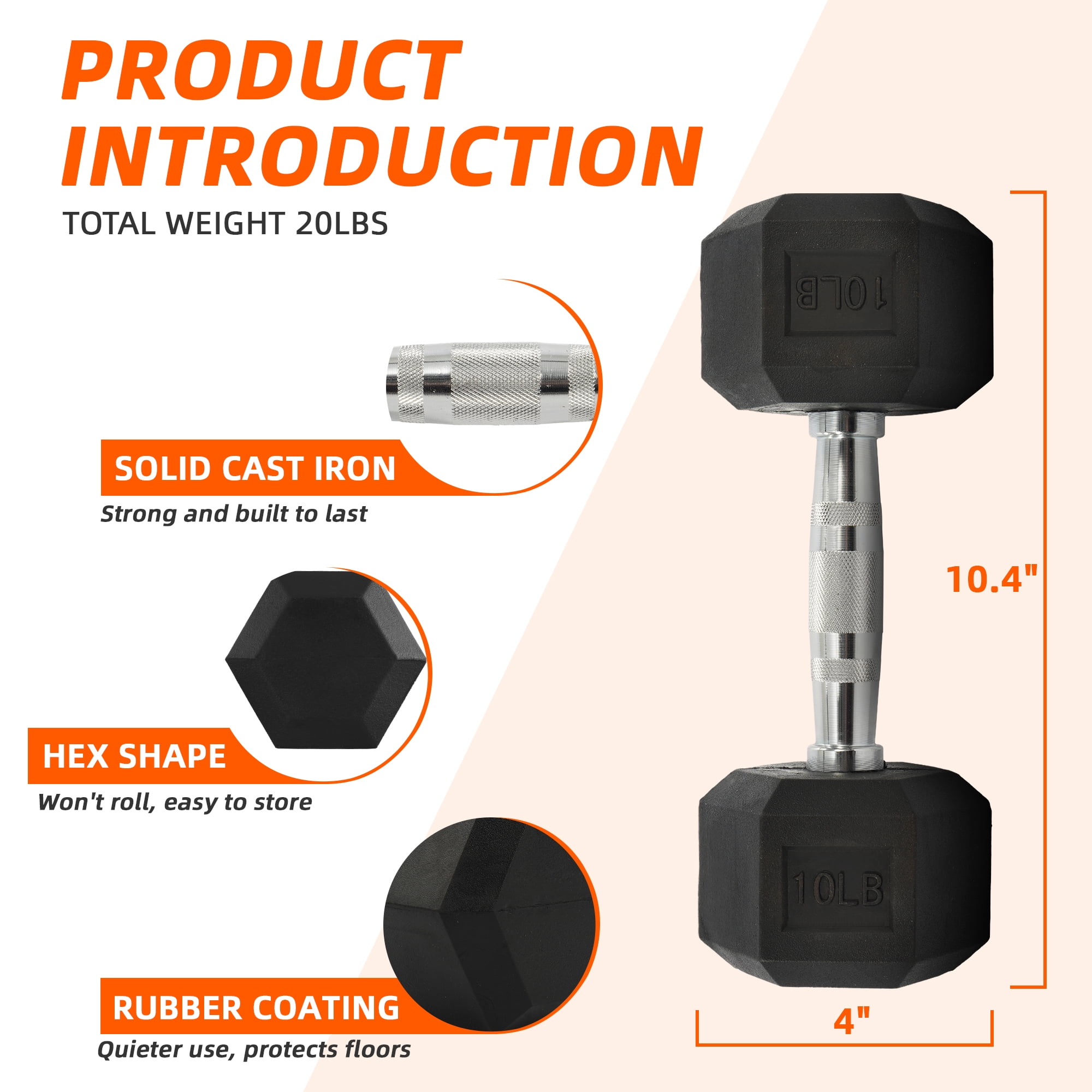 Rubber Coated Hex Dumbbell 10  - Home Gym Rig ulasan dan harga