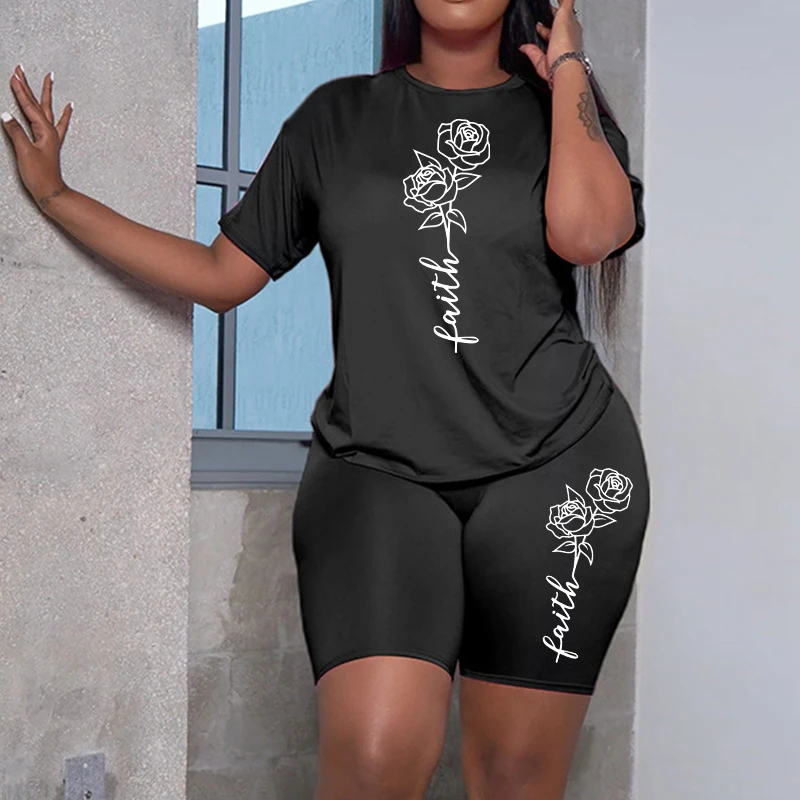 Faith Letter Printed Tracksuit - Home Gym Outfit ulasan dan harga